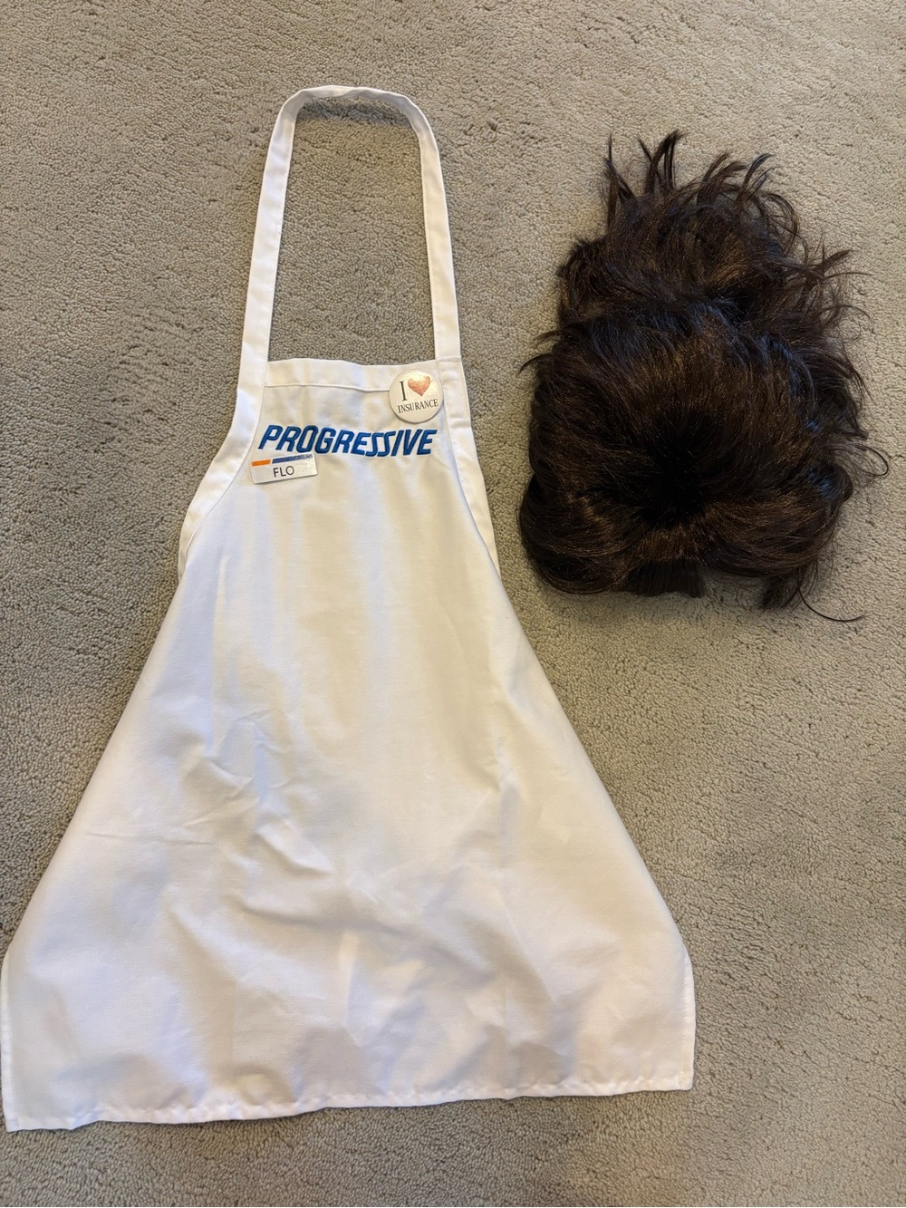 Flo From Progressive Kids Halloween Costume Apron & Wig Funny Unique Hilarious